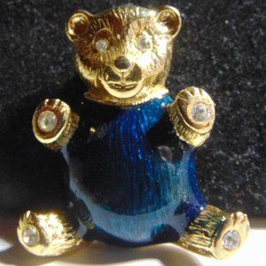 Blue Belly Teddy Brooch